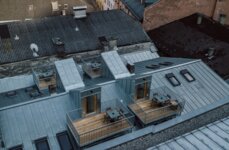 Luftaufnahme der Rooftop-Apartments von the salt Hallein bei Salzburg.
